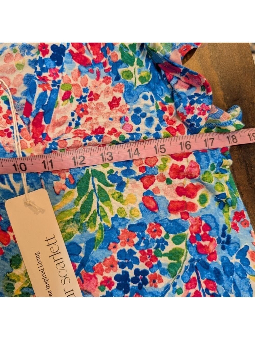 Dear Scarlett MultiColor Vibrant Floral Blouse,Top, Ruffle Sleeves.Sz.Small NWT - Picture 6 of 7